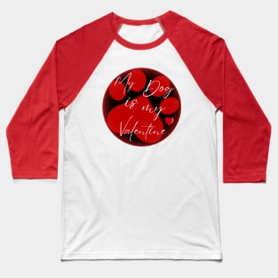 My Dog is my Valentine Red Paw Circle Graphic Baseball T-Shirt